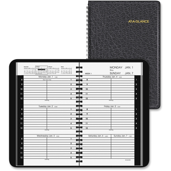Picture of At A Glance AAG7007505 5 x 8 in. Weekly Leather Appointment Book - Black
