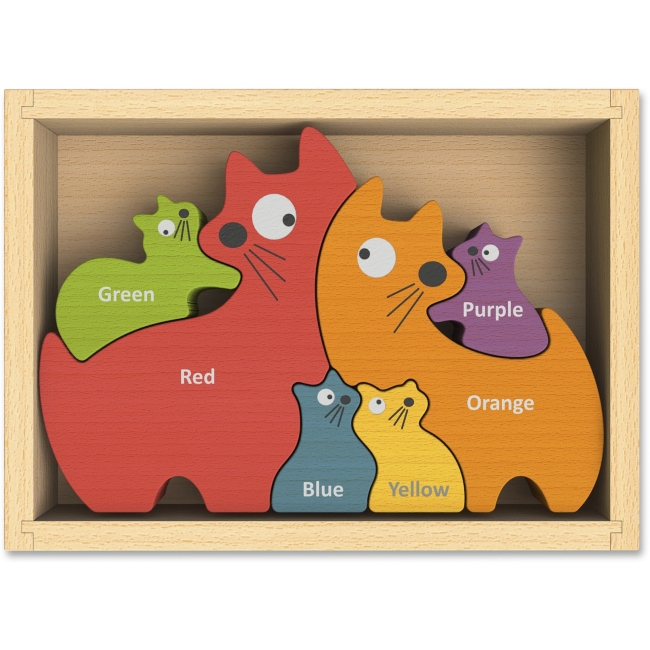 Picture of BeginAgain BGAI1502 Toys Cat Family Bilingual Puzzle - Rubberwood, Assorted Color