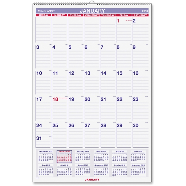 Picture of At A Glance AAGPM428 20 x 30 in. Recycled Monthly Wall Calendar