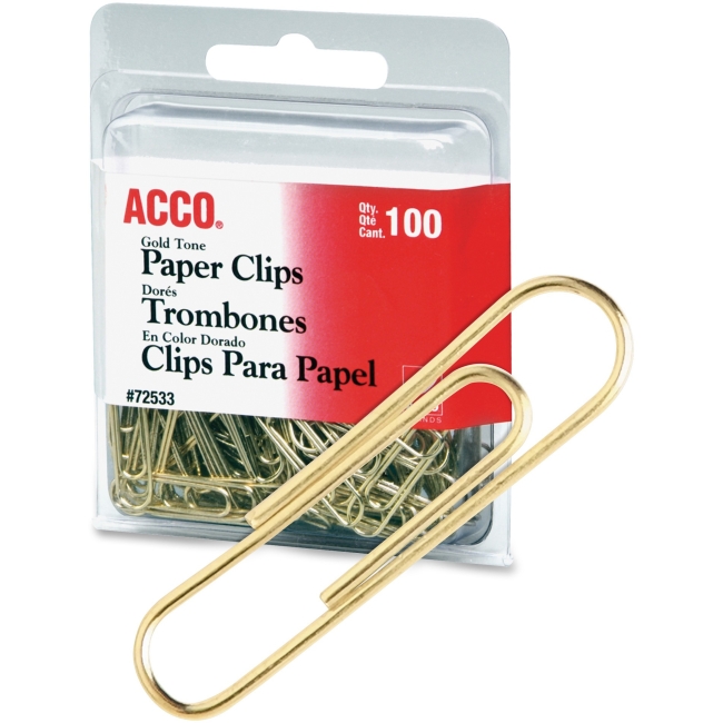Picture of ACCO ACC72554 2 in. Smooth Finish Gold Tone Clips - Pack of 4&#44; 100 Box