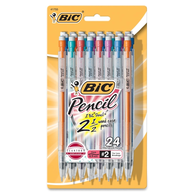 Picture of BIC BICMPLWP241 0.9 mm Mechanical Pencil With Pocket Clip - Pack of 24&#44; Black