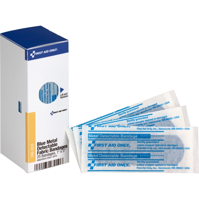 1 x 3 in. Metal Detectable Bandages, Fabric - Blue