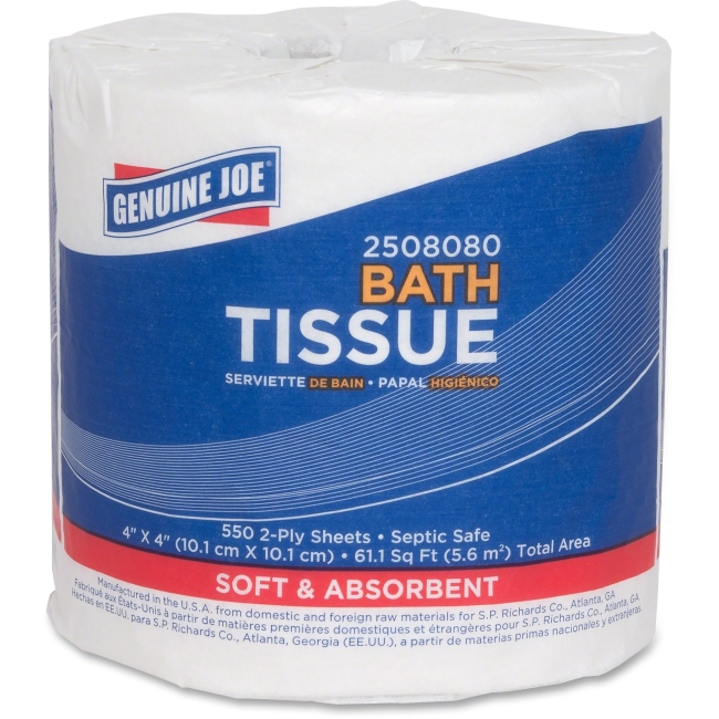 GJO2508080 2 Ply Bath Tissue Roll  White