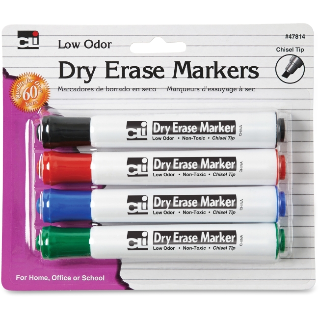 Picture of Charles Leonard LEO47814 CLI Chisel Tip Dry Erase Markers - Multicolor