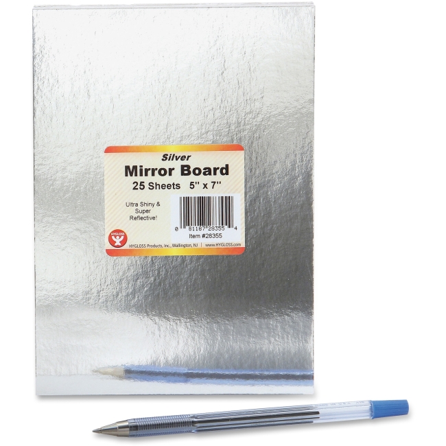 Picture of Hygloss HYX28355 5 x 7 in. Mirror Board&#44; Pack of 25 - Silver