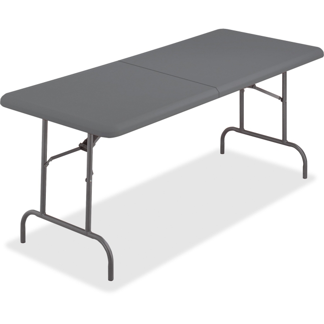 IndestrucTable Classic Bi-Fold Folding Table, Charcoal Top and Frame, 30 in W x 60 in L x 29 in H