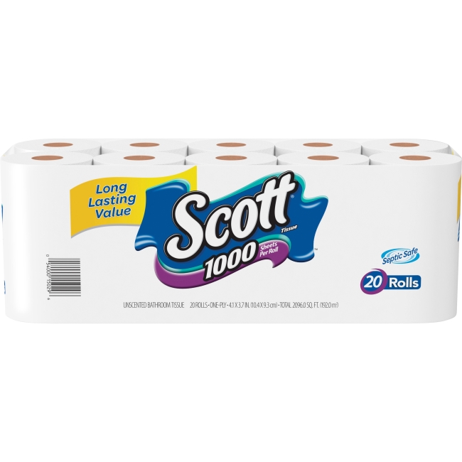 Kimberly Clark  1- Ply Standard Roll Bathroom Tissue, 1000 Sheets - White