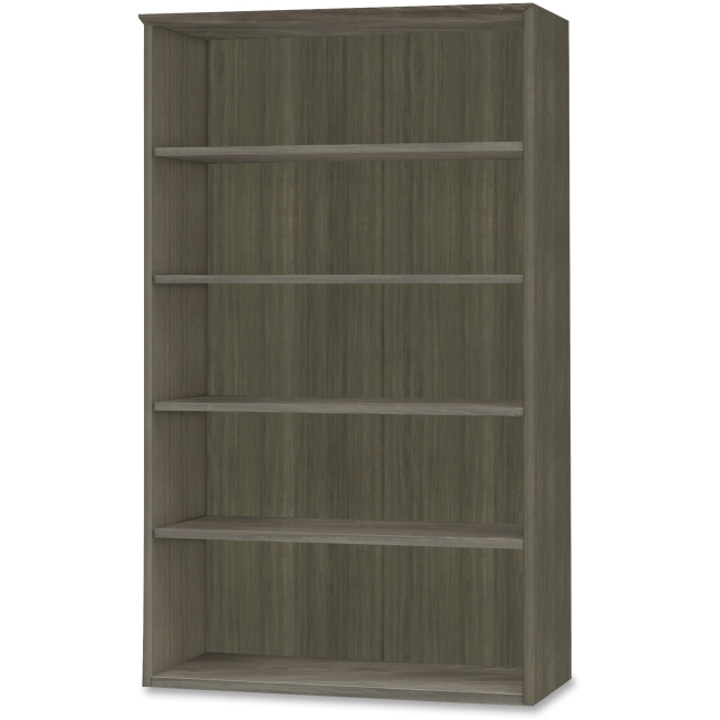 Medina Series Bookcase - Gray Laminate - 5 Shelves - Adjustable Shelves