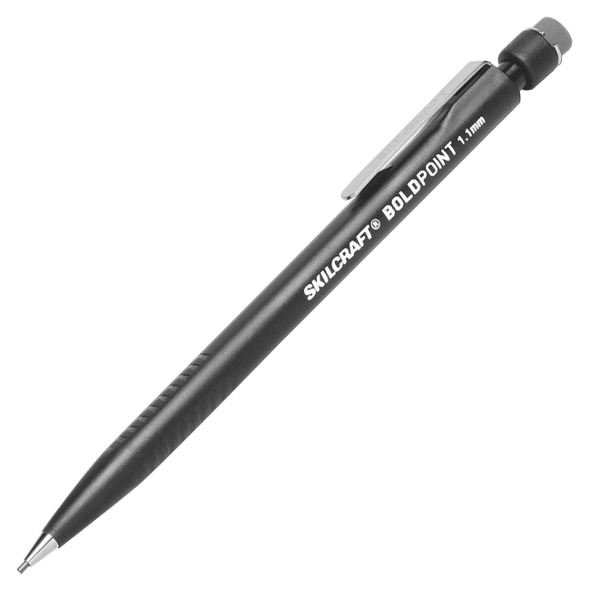 Picture of Skilcraft NSN3479581 1.1 mm Push Action Bold Point Mechanical Pencil - Black