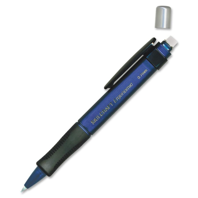 Picture of skilcraft NSN4512270 0.7 mm Ergonomic Mechanical Pencil, Blue Barrel