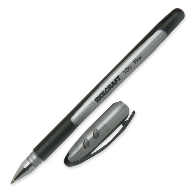 Picture of OIC NSN4220312 0.7 mm Fine Point Ballpoint Stick Pen&#44; Rubber Grip&#44; Black