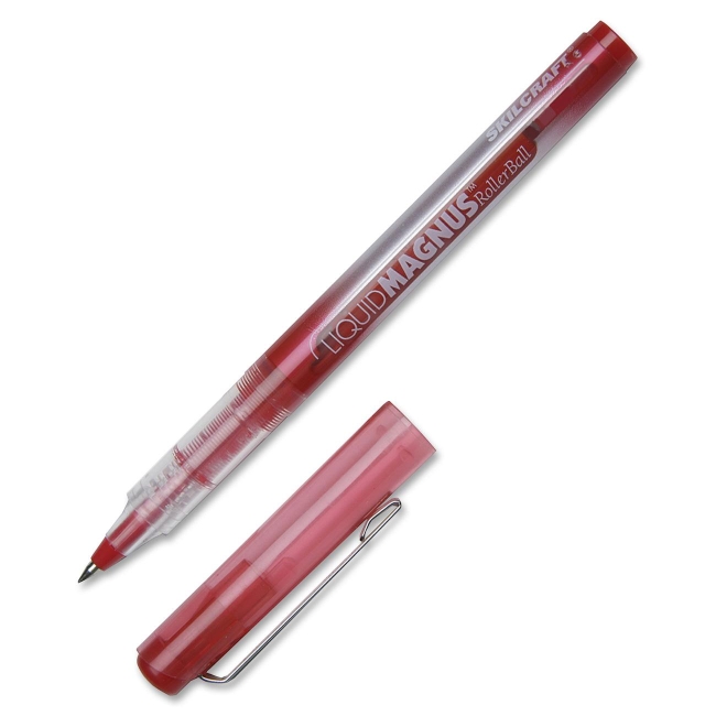 Picture of Office Snax NSN4940908 0.5 mm Liquid Magnus Roller Ball Stick Pen, Red