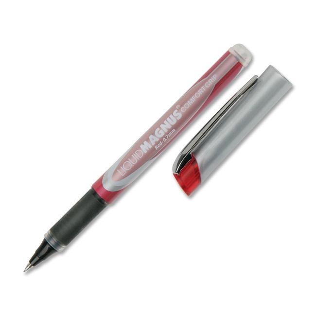 Picture of Skilcraft NSN5877781 0.7 mm Fine Point Liquid Magnus Comfort Grip Roller Ball Pen, Red