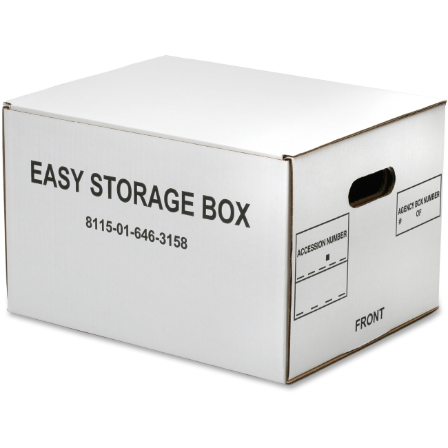 14.75 x 12 x 9.5 in. Storage Box, Fiberboard - White