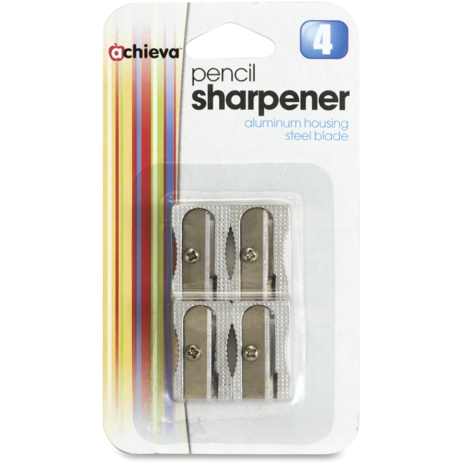 Picture of OIC OIC30218 All Metal Cutter Pencil Sharpener&#44; Pack of 4 - Metallic Silver