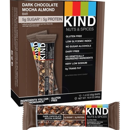 Picture of Kind KND18554 Dark Chocolate Mocha Almond Nuts & Spices Bar