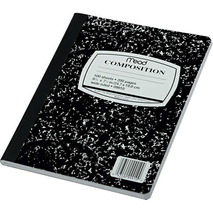 MEA09910CT Five Star Composition Book - Black, 100 Sheets