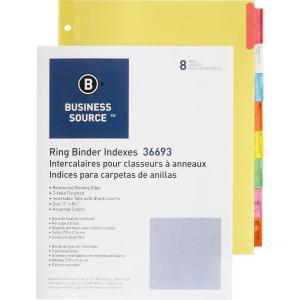 Picture of Business Source BSN36693BX Insertable Tab Ring Binder Indexes - 8 Blank Tab