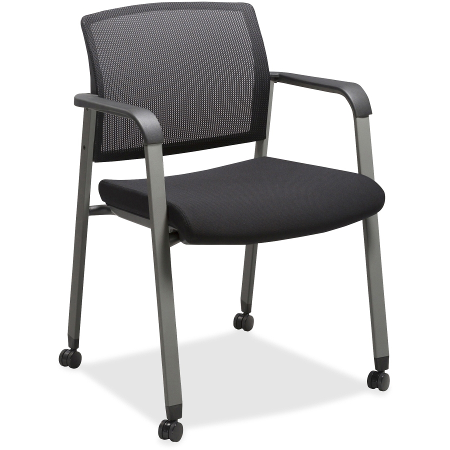 LLR30953 Mesh Back Guest Chairs with Casters, Black