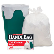 WBIHAB6FK100CT Handi-Bag Flap Tie Tall Kitchen Bags - White