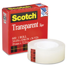 Picture of 3M MMM600121296PK Scotch Glossy Transparent Tape - Clear