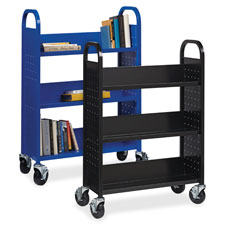 Picture of Lorell LLR99934 Single-Sided Steel Book Cart, Blue