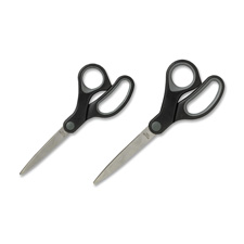 7 in. Rubber Grip Straight Scissors - Black & Gray
