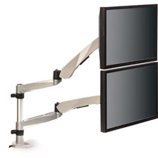 Picture of 3M MMMMA265S Easy-Adjust Dual Monitor Arm - Silver & Black