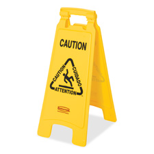 Multi-Lingual Caution Floor Sign - Yellow