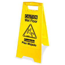 Universal Bilingual Wet Floor Sign, Yellow
