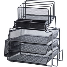 Divided 4-tier Desktop Organizer - Black