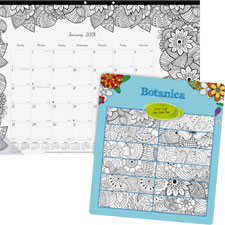 Botanica Design Julian Type Monthly Doodle Desk Pad, White