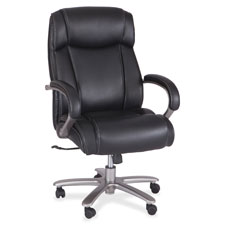Big & Tall Leather High-Back Task Chair - Black - Adjustable Height - Ergonomic Support