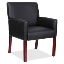 Full-Sided Arms Leather Guest Chair - Black Mahogany
