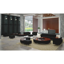 Fuze Modular Black Leather Guest Seating, Black - 57.5 x 29.5 x 18 in.