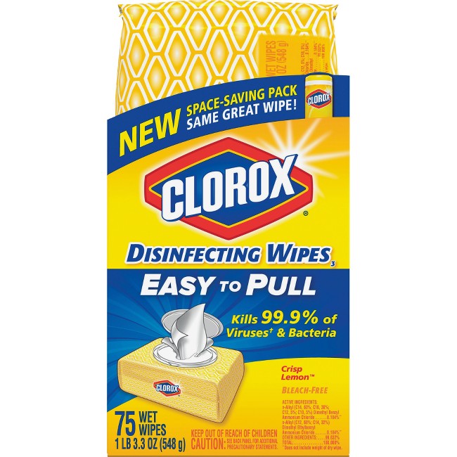 Clorox CLO31404CT Disinfecting Wipes Flex Pack - Crisp Lemon, White -  The Clorox Company