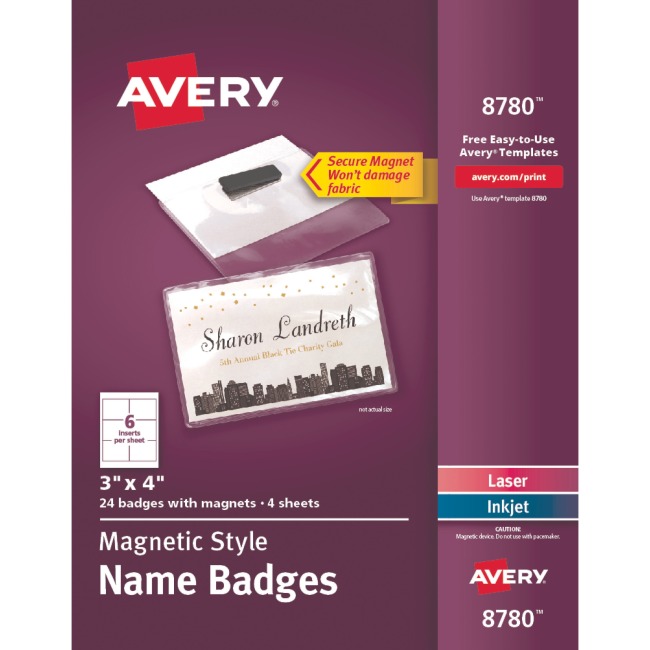 Picture of Avery AVE8780 Secure Magnetic Name Badges Kit&#44; White