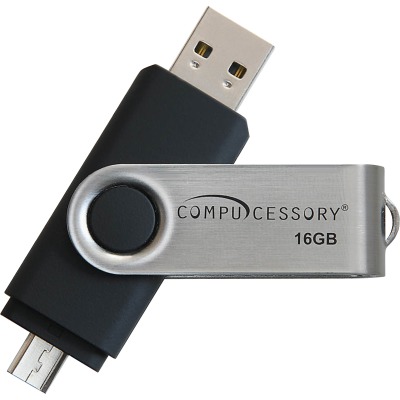 Picture of Compucessory CCS26471 16GB USB 2.0 Flash Drive&#44; Black & Silver