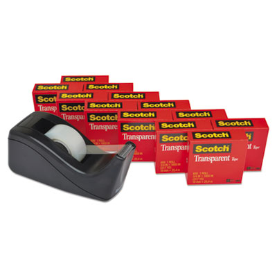 MMM600KC60 Scotch Tape Value Pack with Dispenser, Clear