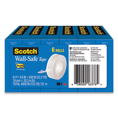 Picture of 3M MMM813S6 0.75 x 66.67 ft. Scotch Wall-Safe Tape&#44; Translucent