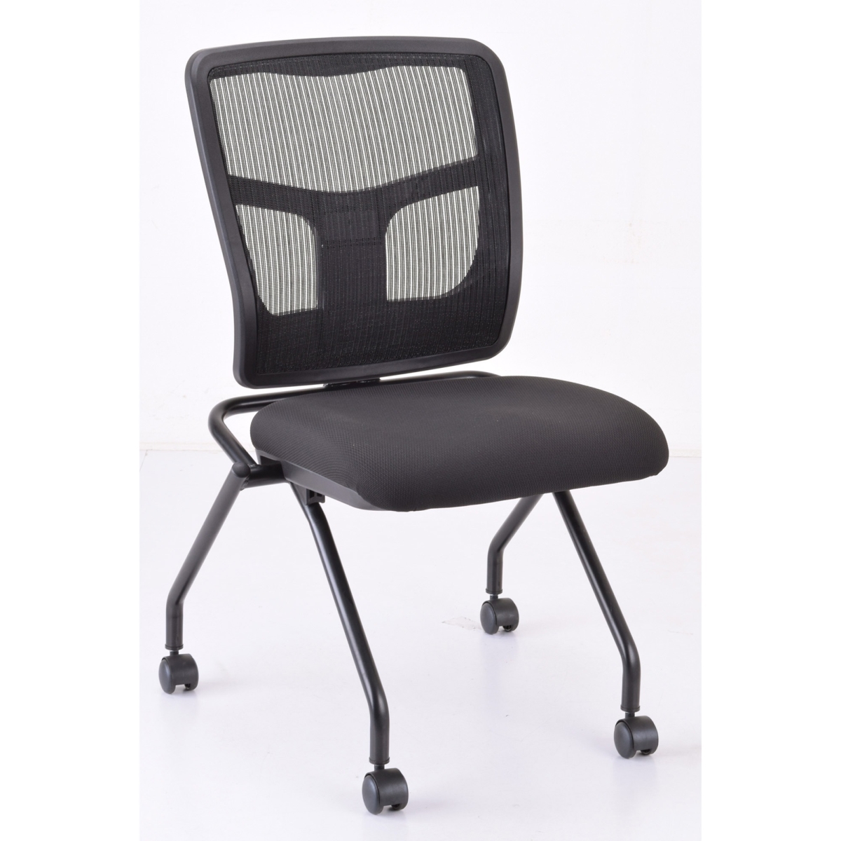 24.7 x 24 x 37 in. Armless Mesh Back Nesting Chairs, Black