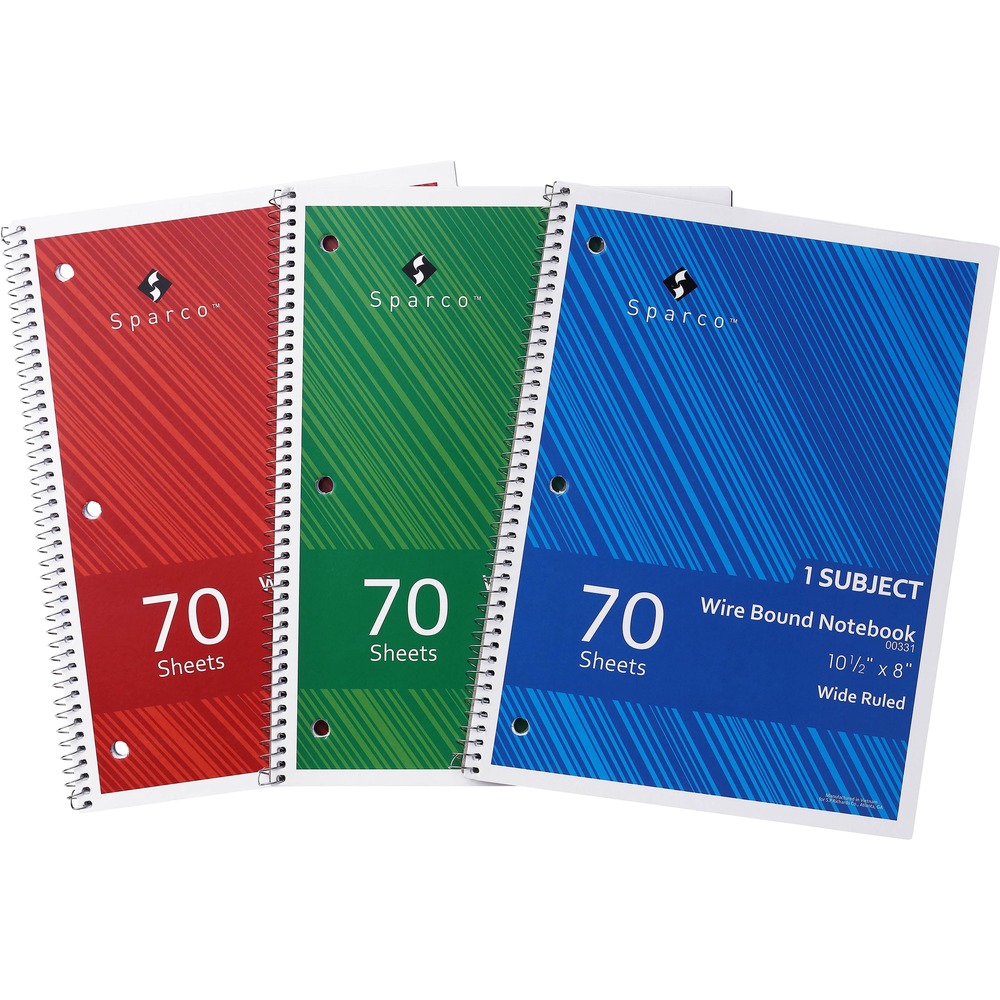 Wide Ruled Wire-Bound Notebook - 3 Piece