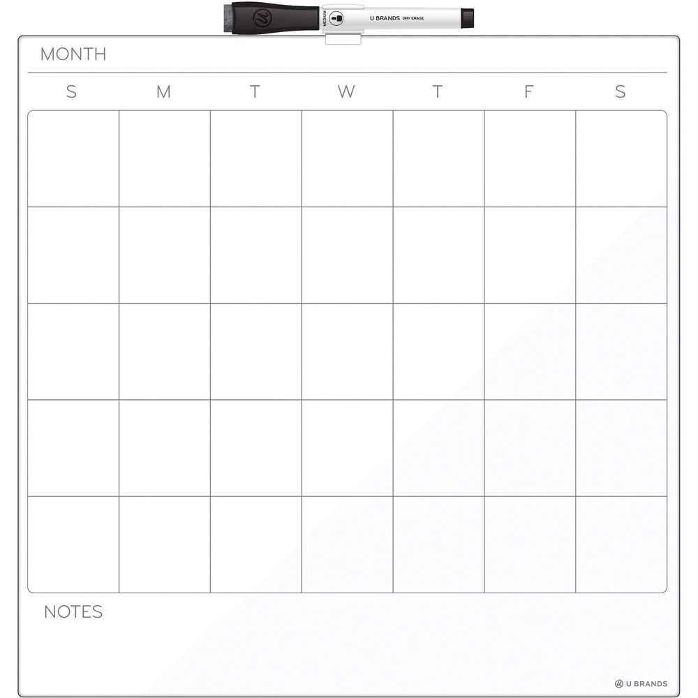 14 x 14 in. Cubicle Magnetic Dry-Erase Calendar Board - White Surface