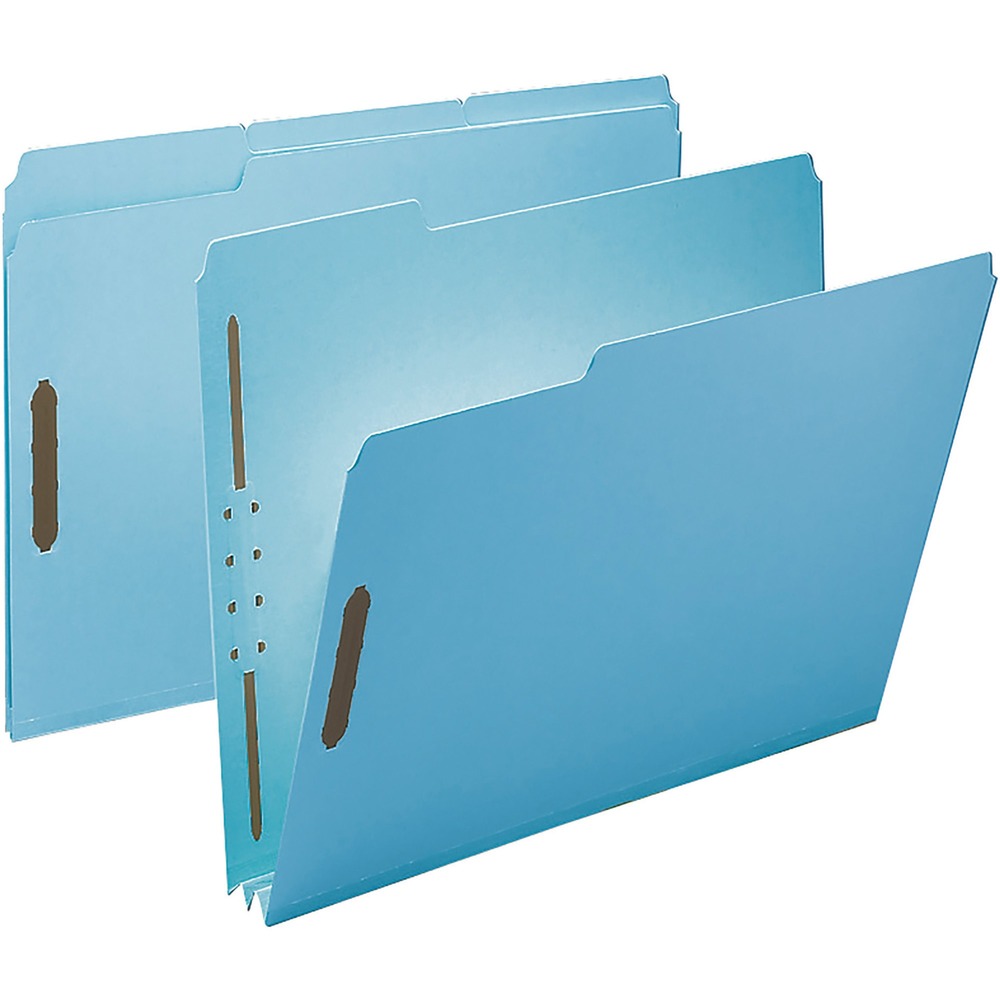 100 Percent Recycled Pressboard Fastener Folders - Letter, Blue - 250 Sheet Capacity