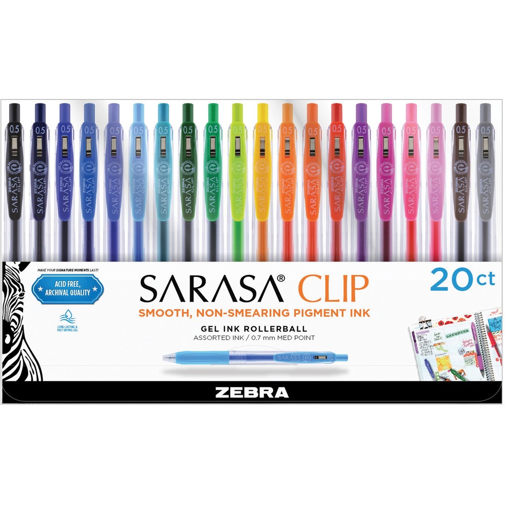 Clip Medium Point Gel Ink Rollerball - Pack of 20