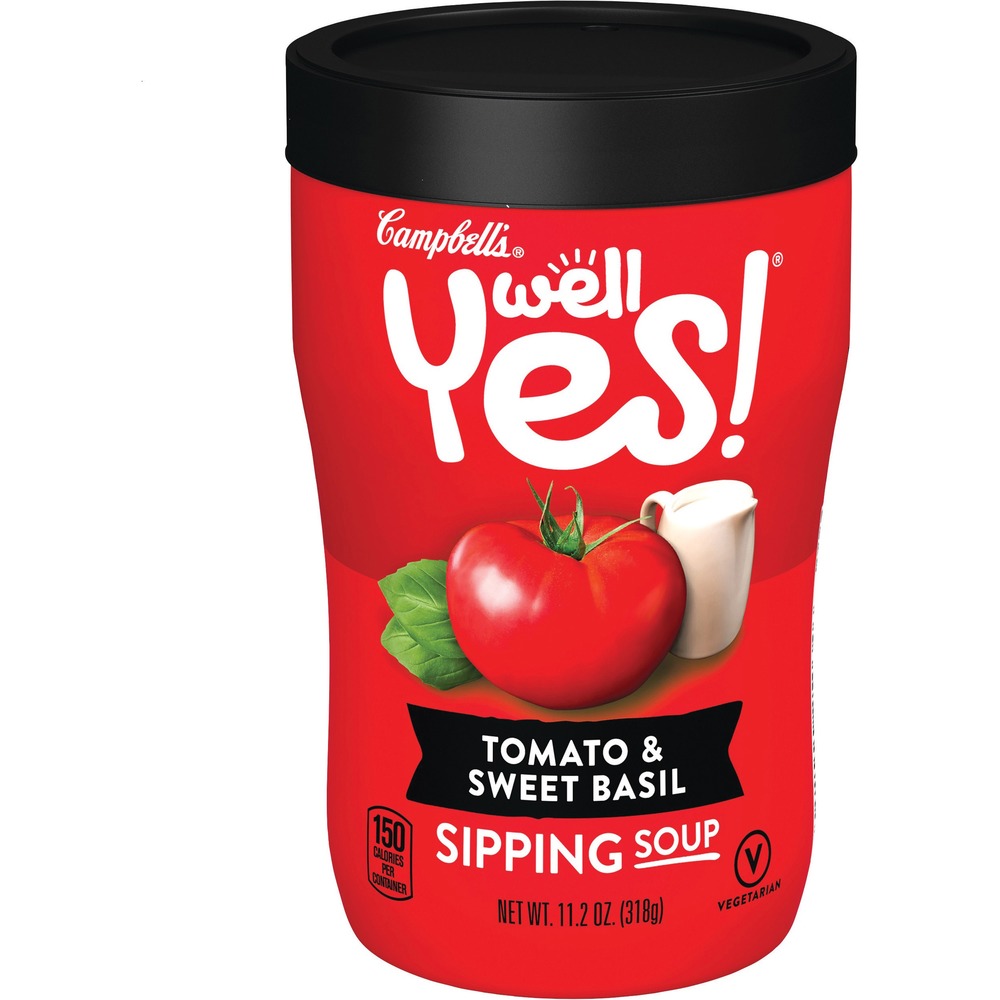 Picture of Campbells CAM25034 Tomato & Sweet Basil Sipping Soup - Pack of 8