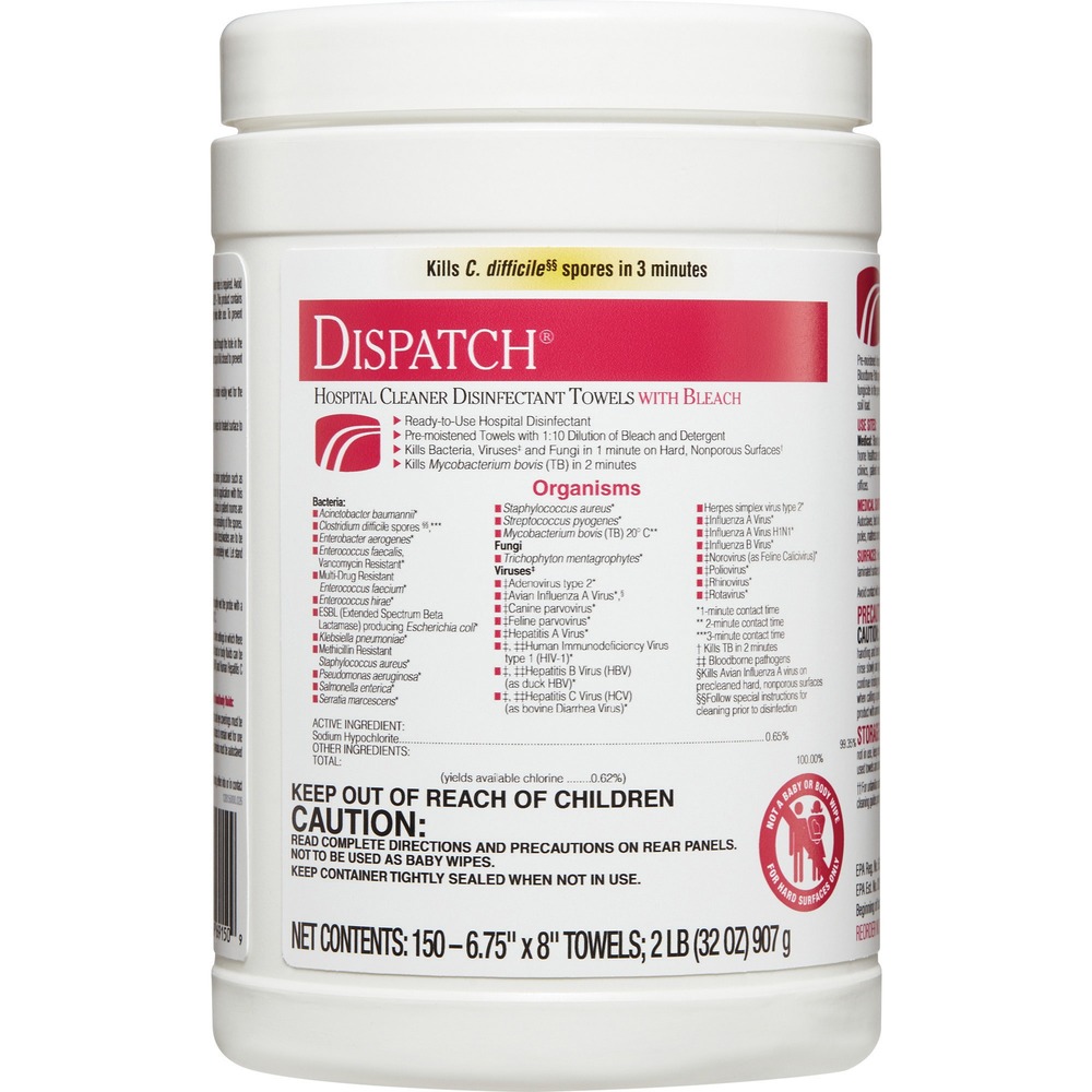 Clorox CLO69150 Dispatch Hospital Cleaner Towels with Bleach