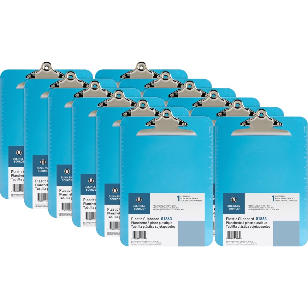 BSN01863BX 9 x 12 in. Spring Clip Plastic Clipboard - Plastic - Blue