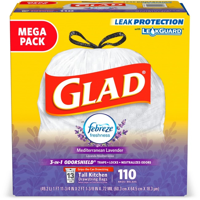 Clorox  13-gal Glad OdorShield Lavender Scented Bags - 110 per Box