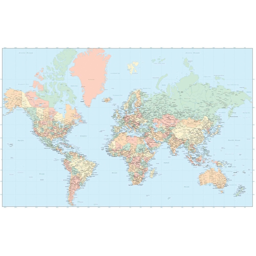 Picture of Advantus AVT97644 Laminated World Wall Map - Assorted Color